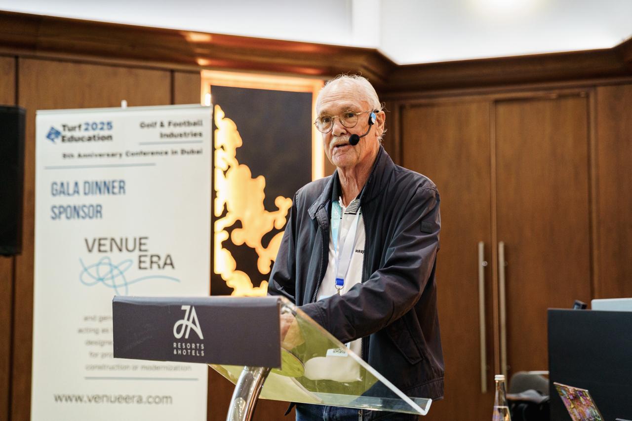 Guest speaker at the TurfEducation lectern